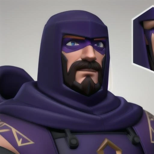 solo, simple background, 1boy,hood, facial hair, beard,<lora:getaidarkmag:0.7>,face portrait, covered eyes,eye cover,purple clothes,big muscles