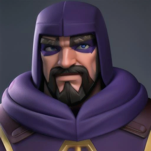 solo, simple background, 1boy,hood, facial hair, beard,<lora:getaidarkmag:0.7>,face portrait, covered eyes,eye cover,purple clothes,big muscles