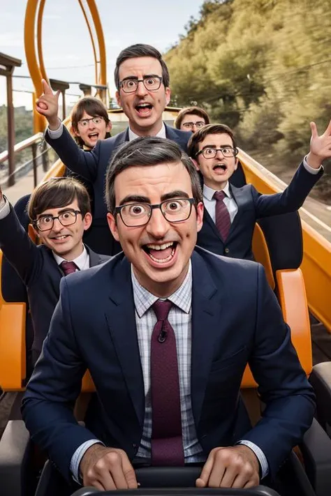 <lyco:locon_johnoliver_v1_from_v1_64_32:1.0> hotify, sks person, johnoliver person and his children, wearing glasses, riding a roller coaster, 1boy, solo, gaunt features, excited <lora:johnoliver:.4>