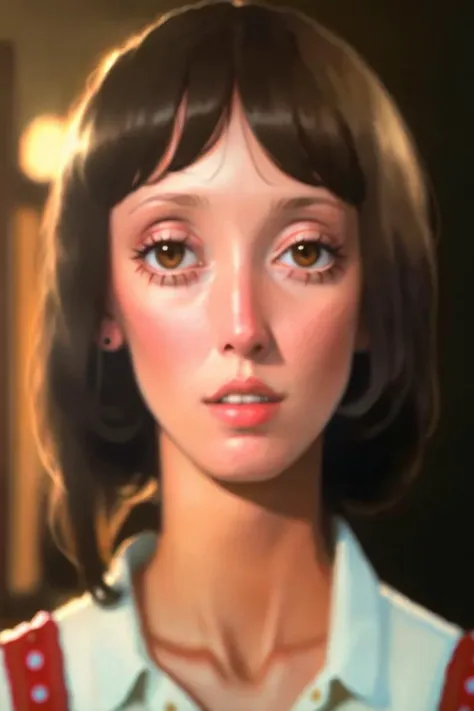 digital illustration of a woman, Shelley Duvall, long eyelashes, brown eyes, UHD, masterpiece, best quality <lyco:Shelley_Duvall:1>