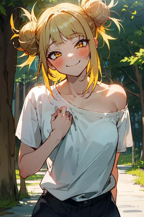 Browsing Caution,(Petite),(Cute man's daughter),((Groin bulge)),Off the shoulder,blonde low twintails,See-through