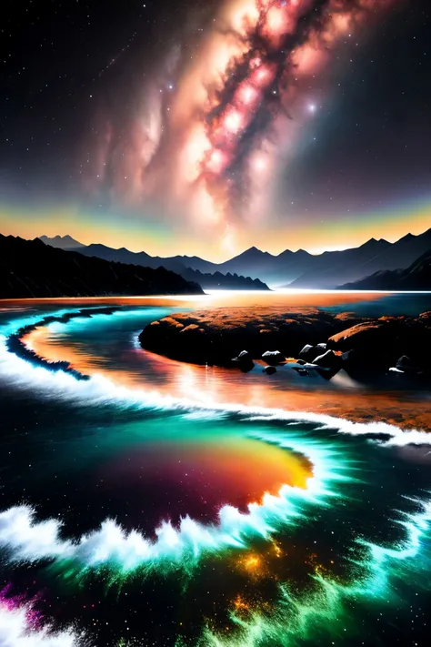 raging reindeer style, globally loved piece of art cosmic, rendering the dynamic waterscape in vivid detail, <lora:raging_reindeer_style_sd_1.5:1>