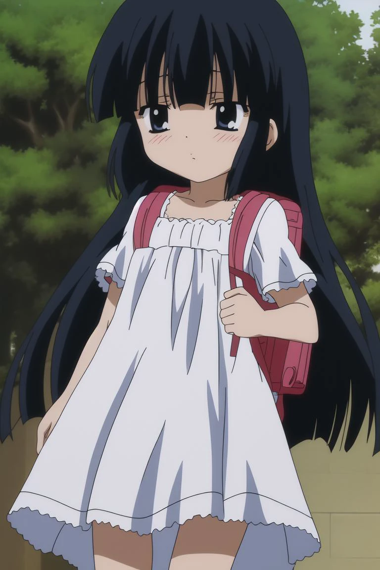 <lora:KodomoNoJikan_kagami kuro:0.7> kagami kuro, (backpack), (nightgownDress), 8k, masterpiece, absurdres, anime,