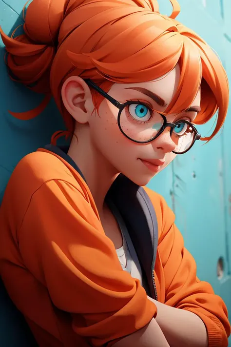 1girl, messy bun, rosey cheeks, thick eyebrows, aqua eyes, orange hair, black-framed eyewear, (loose clothes:1.4), light freckles, feet out of frame, jeans, against wall,
masterpiece, best quality, highres, intricate <lora:backlight_slider_v10:-1> <lora:contrast_slider_v10:2><lora:add_sharpness:1.0><lora:add_sharpness:1.0>