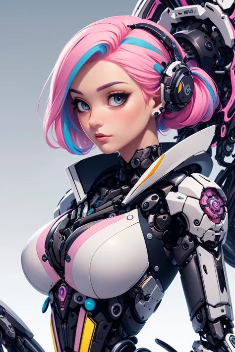 Un primer plano de una mujer con auriculares con un atuendo rosa, linda chica cyborg, hiperrealista, deviantart artstation cgscosiety, Aetherpunk Airbrush Arte Digital, Chica cyborg, Chica androide perfecta, Cyberpunk enojada hermosa diosa, Estilo de arte cyberpunk, Resplandor ciberpunk brillante, Oppai cyberpunk, Cyberpunk hermosa chica, Chica cyberpunk, Arte digital cyberpunk anime, Chica femenina de anime cyberpunk