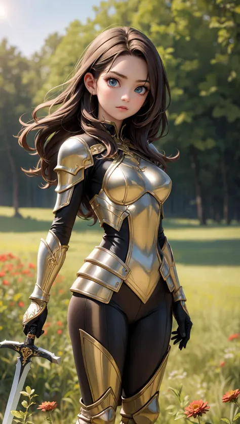 (masterpiece, best quality:1.2), <lora:lol_leona-10:1>, cowboy shot, solo, 1girl, leona \(lol\), slight smile, closed mouth, hair ornament, brown eyes, armor