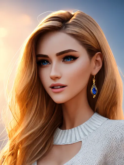 (professional ((((masterpiece fashion portrait)). beautiful pretty stunning irresistible young woman). supermodel pose. perfect smile. detailed alluring blue eyes, bold eyeliner. luscious blonde hair, ponytail. perfect full lips, slender hourglass figure, narrow waist. yoga pants, (loose oversized sweater), ankle boots)). wallowa lake mountain top hiking trail. (sunset, sun beams, dreamlike, crepuscular rays, ray tracing, bloom, epic background, detailed scenery:0.7), sharp focus, 8k, intricate details, photorealistic, highres (elaborate atmosphere:1.3)
