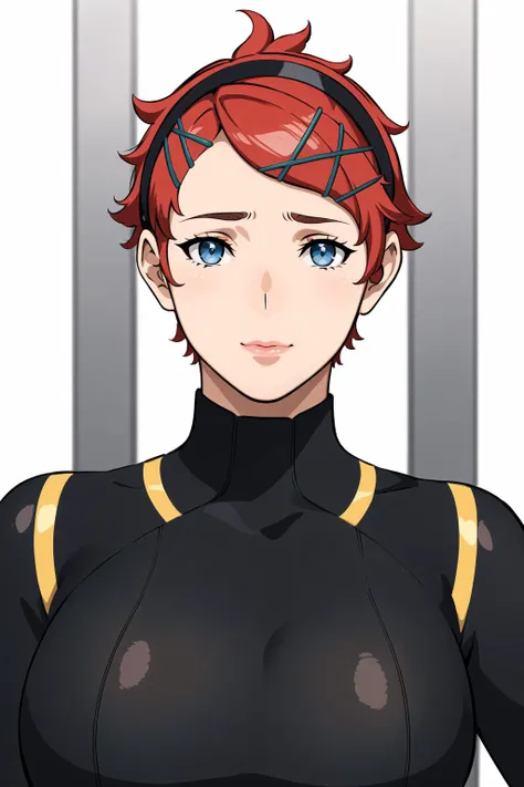(Night:1.7), Japan, Tokyo, CityView, Before Window,
Standing at attention,(Upper_body:1.3),(Close-up),
black top,brown pants,long sleeves,bodysuit,sweater around waist, waving,
<lora:Elnora_Samaya_Mercury_Gundam-KK77-V1:0.7>,
red hair,Short hair,hair ornament,headband,blue eyes,hairclip,
1 girl, 20yo,mature female,Beautiful Finger,Beautiful long legs,Beautiful body,Beautiful Nose,Beautiful character design, perfect eyes, perfect face,
looking at viewer,girl in the center of the image,bangs,
NSFW,official art,extremely detailed CG unity 8k wallpaper, perfect lighting,Colorful, Bright_Front_face_Lighting,
(masterpiece:1.0),(best_quality:1.0), ultra high res,4K,ultra-detailed,
photography, 8K, HDR, highres, absurdres:1.2, Kodak portra 400, film grain, blurry background, bokeh:1.2, lens flare, (vibrant_color:1.2)
(Beautiful,Large_Breasts:1.2), (beautiful_face:1.5),(narrow_waist),