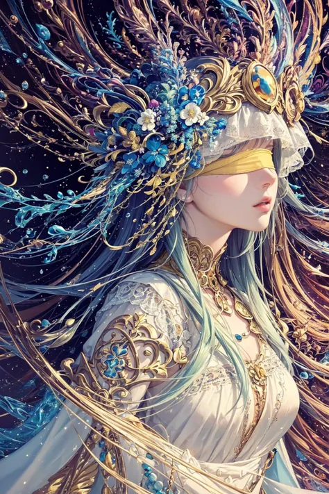(yellow-blindfold:1.3),(masterpiece, top quality, best quality, official art, beautiful and aesthetic:1.2),(1girl),extreme detailed,(fractal art:1.3),colorful,highest detailed,<lora:YKHB-000000:0.3>,