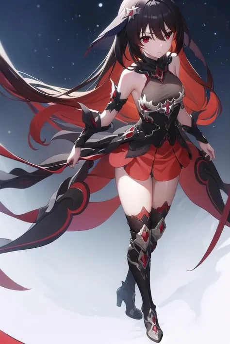 starchasmnyx, <lora:starchasmnyx-lora-nochekaiser:1>,
starchasm nyx, antenna hair, hair between eyes, long hair, (red eyes:1.5), red hair, black hair, two-tone hair, (small breasts:1.2),
BREAK bare shoulders, black dress, black footwear, boots, chain, dress, flower, hair ornament, red flower, thigh boots, thighhighs,
BREAK looking at viewer, (full body:1.2),
BREAK outdoors, space, star (sky), starry sky,
BREAK <lyco:GoodHands-beta2:1>, (masterpiece:1.2), best quality, high resolution, unity 8k wallpaper, (illustration:0.8), (beautiful detailed eyes:1.6), extremely detailed face, perfect lighting, extremely detailed CG, (perfect hands, perfect anatomy),