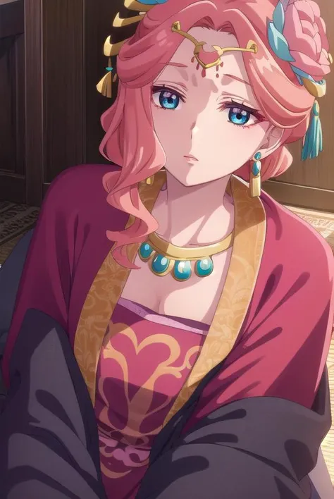 gyukuyou, <lora:gyukuyou s1-lora-nochekaiser:1>,
gyukuyou, long hair, pink hair, hair bun, single hair bun,
BREAK hair ornament, long sleeves, jewelry, flower, earrings, hair flower, necklace, chinese clothes, shawl, hanfu,
BREAK indoors,
BREAK looking at viewer, (cowboy shot:1.5),
BREAK <lyco:GoodHands-beta2:1>, (masterpiece:1.2), best quality, high resolution, unity 8k wallpaper, (illustration:0.8), (beautiful detailed eyes:1.6), extremely detailed face, perfect lighting, extremely detailed CG, (perfect hands, perfect anatomy),