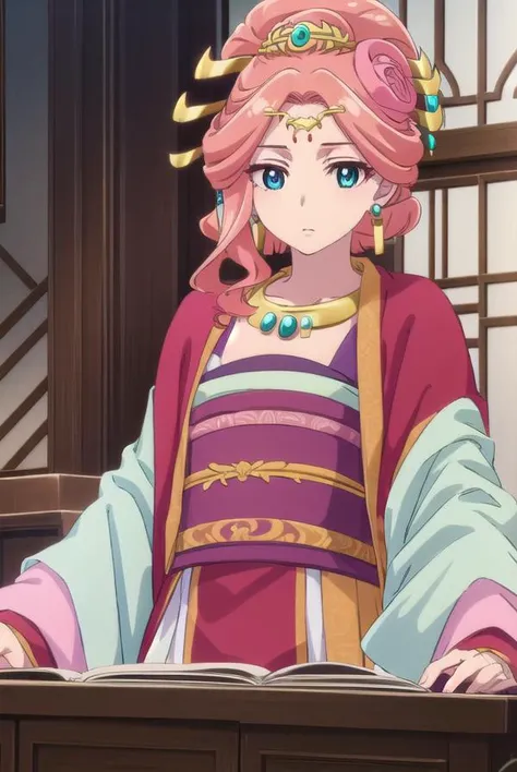 gyukuyou, <lora:gyukuyou s1-lora-nochekaiser:1>,
gyukuyou, long hair, pink hair, hair bun, single hair bun,
BREAK hair ornament, long sleeves, jewelry, flower, earrings, hair flower, necklace, chinese clothes, shawl, hanfu,
BREAK indoors,
BREAK looking at viewer, (cowboy shot:1.5),
BREAK <lyco:GoodHands-beta2:1>, (masterpiece:1.2), best quality, high resolution, unity 8k wallpaper, (illustration:0.8), (beautiful detailed eyes:1.6), extremely detailed face, perfect lighting, extremely detailed CG, (perfect hands, perfect anatomy),