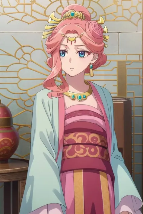 gyukuyou, <lora:gyukuyou s1-lora-nochekaiser:1>,
gyukuyou, long hair, pink hair, hair bun, single hair bun,
BREAK hair ornament, long sleeves, jewelry, flower, earrings, hair flower, necklace, chinese clothes, shawl, hanfu,
BREAK indoors,
BREAK looking at viewer, (cowboy shot:1.5),
BREAK <lyco:GoodHands-beta2:1>, (masterpiece:1.2), best quality, high resolution, unity 8k wallpaper, (illustration:0.8), (beautiful detailed eyes:1.6), extremely detailed face, perfect lighting, extremely detailed CG, (perfect hands, perfect anatomy),