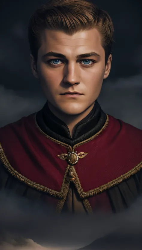 solo,Game of Thrones 1king joffrey,shattered,dark mood,clear sky,Heavy_fog,8k,(high king joffrey Details:0.50) (Focus on the character:0.9),(blur background:0.9),(hands down:0.50) ( full color vibrant:0.9),
