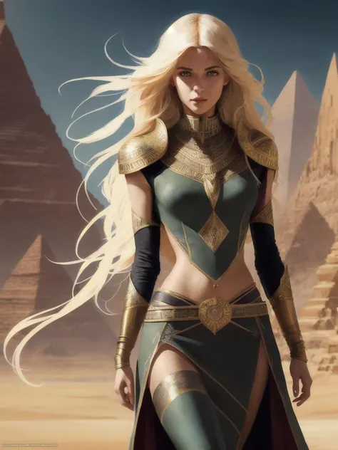 white young woman whith blonde hair in desert, sci-fi, hyperrealism, 85mm, a photo of 8k ultra realistic, cinematic lighting, hyperrealistic, focused, high details, ((highly detailed)), depth of field, (((professionally color graded))), 8k, 50mm, f/1. 4, art by artgerm and greg rutkowski and alphonse mucha, concept, art style, oilpaint, egypt