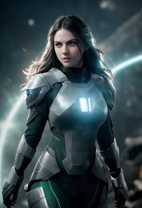 [alisonbrie|alexandradaddario|AnaD] (stumbling around the wreck of fusion-powered space warship, wide angle, full body view, front facing in action shot  photography, gorgeous detailed green eyes, beautiful detailed face, happy expression, dynamic pose, perfect shading, cinematic composition, elaborate, soft studio lighting, ultra realistic, photorealistic, cinematic lighting, hdr, 8k:1.3)