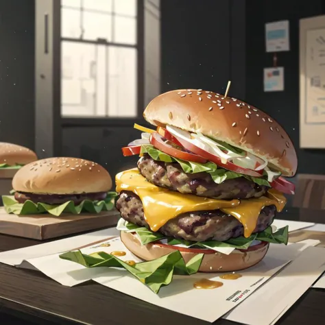 burger, on desk,
masterpiece,best quality,highres,