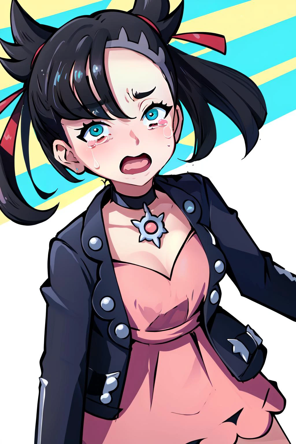 (masterpiece, best quality), intricate details,
1girl, <lora:Marnie_Pokemon_Dim32:0.8> Marnie_Pokemon, aqua eyes, black choker, red ribbon, jewelry, pink dress, black jacket, open clothes, long sleeves,
<lora:concept_aquascreaming-16:0.8> aquascreaming, screaming, open mouth, crying with eyes open