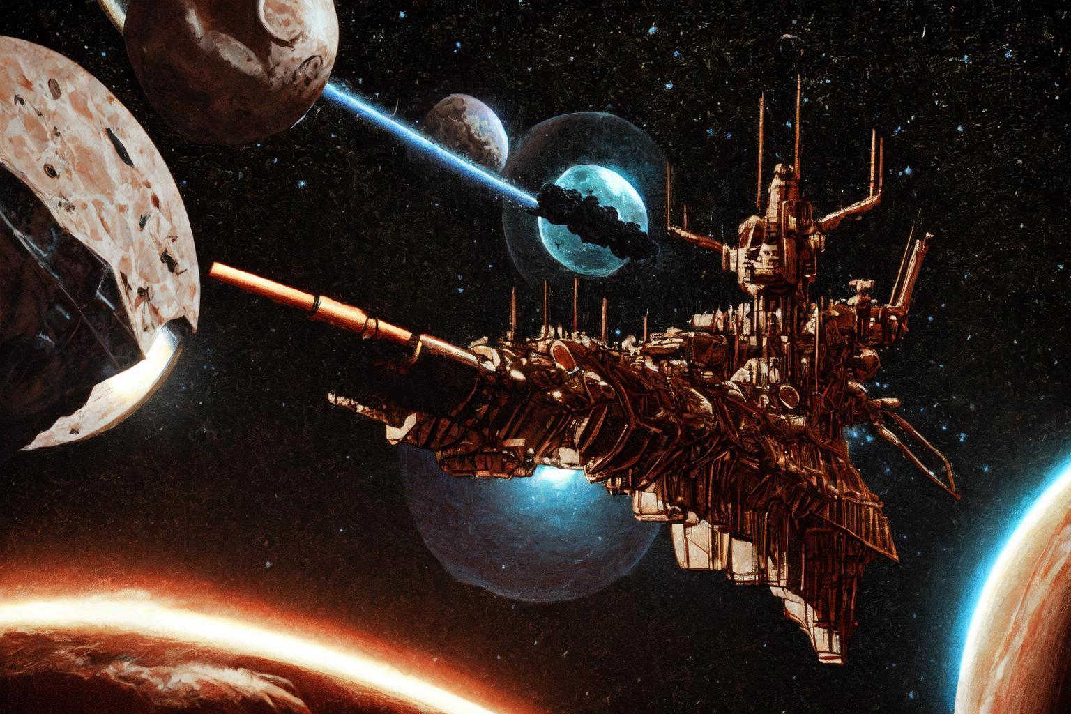 chaoswarfleet out in space, guns blazing, deep space, highly detailed, cinematic, science fiction,
<lora:Chaos_Warfleet_-_Warhammer_40000:1>