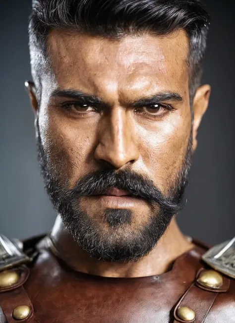 portrait of sks person as barbarian warrior in leather armor, masculine, epic, (photo, studio lighting, hard light, sony a7, 50 mm, hyperrealistic, big depth of field, mate skin, pores, wrinkles, concept art, colors, hyperdetailed, hyperrealistic)