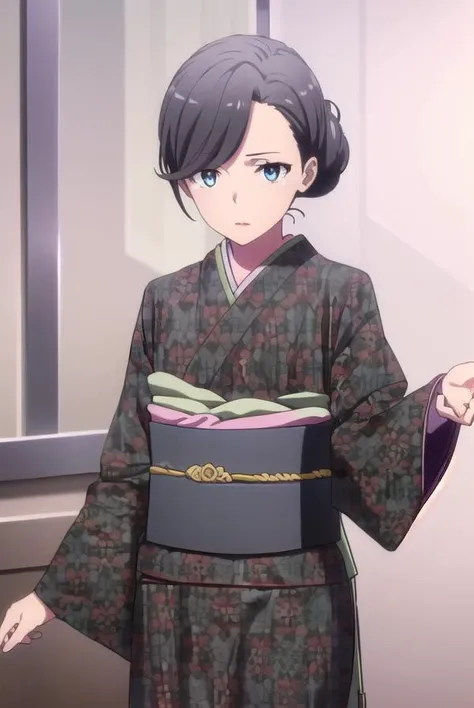 motheryukinoshita, <lora:mother yukinoshita s3-lora-nochekaiser:1>,
mother yukinoshita, short hair, blue eyes, black hair, hair bun, single hair bun, hair up,
BREAK japanese clothes, kimono, sash, makeup, obi, floral print, lipstick, black kimono,
BREAK indoors,
BREAK looking at viewer, (cowboy shot:1.5),
BREAK <lyco:GoodHands-beta2:1>, (masterpiece:1.2), best quality, high resolution, unity 8k wallpaper, (illustration:0.8), (beautiful detailed eyes:1.6), extremely detailed face, perfect lighting, extremely detailed CG, (perfect hands, perfect anatomy),