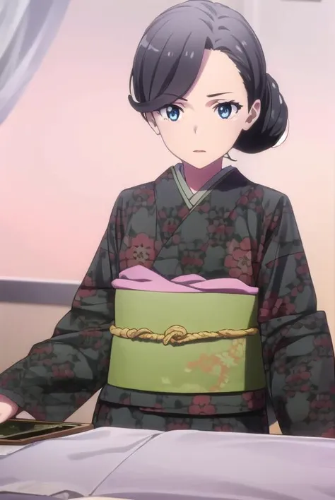 motheryukinoshita, <lora:mother yukinoshita s3-lora-nochekaiser:1>,
mother yukinoshita, short hair, blue eyes, black hair, hair bun, single hair bun, hair up,
BREAK japanese clothes, kimono, sash, makeup, obi, floral print, lipstick, black kimono,
BREAK indoors,
BREAK looking at viewer, (cowboy shot:1.5),
BREAK <lyco:GoodHands-beta2:1>, (masterpiece:1.2), best quality, high resolution, unity 8k wallpaper, (illustration:0.8), (beautiful detailed eyes:1.6), extremely detailed face, perfect lighting, extremely detailed CG, (perfect hands, perfect anatomy),