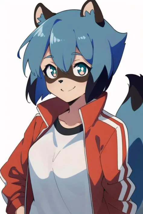 Michiru_kagemori, 1 girl, animal ears, blue hair, body fur, 毛皮in覆われた, 毛皮in覆われた female, raccoon ears, raccoon girl, raccoon tail, short hair, smile, white_shirt, red_Jacket, tracking_Jacket, portrait, 一人in, upper_body, looking for_in_viewer,1girl,masterpiece, expensive quality, very_expensive_solve, big_file size, full color,(completely nude:1.2),pussy,niplles,(vaginal sex:1.2),(toddler:1.6),(chibi:1.3),(flat chest:1.5),