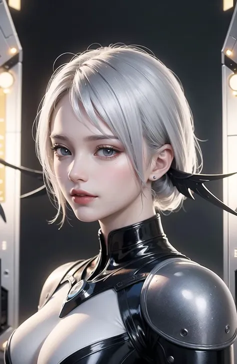 (original) , (very detailed wallpaper) , very detailed illustrations, (1 Girl) , beautiful eyes, (delicate face) , ((perfect detail)), ((white mechanical parts:1.4)), mechanical spine, mechanization, future, wide hips, laboratory, ((mecha)), stylish energy \(module\), repairing, (best lighting) , (super complex detail) , 4K Unity, (super detailed CG: 1.2) , (8K: 1.2) , lifelike,(realistic:1.4),best quality,detailed skin,detailed hair,detailed face,detailed eyes,((white hair)),((mechanical wings)),upperbody,((silver part)),((realistic reflection))