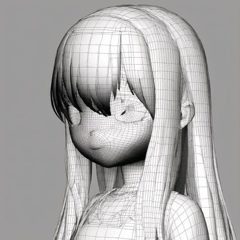 <lora:animewireframe:1.0>, animewireframe, 3d character model, computer-generated image, blender,
10s, 2girls, comic, long hair, monochrome, multiple girls, simple background, yuri