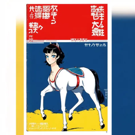 <lora:oldjapcover:1>, oldjapcover,  book cover, poster, drawing, book with a, 
<lora:centaur_centaur-1--centaur-2_centaur-3--retro_ham_avas_jun_rifl--08-02:1.2>, (centaur, taur, centauroid:1.2), (full body:1.0), girl lifeguard on the beach, short dark hair, focused angry expression, [cleavage], vivid eyes