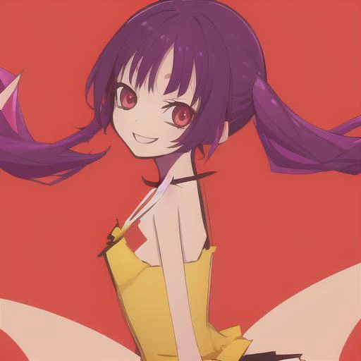 1girl,style\(monogatari3\),solo,smiling, dynamic position,, masterpiece, best quality, <lora:monogatari3_v1:1.1>
