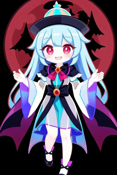 adult, evil corrupted princess wearing dark pastel (ruffled:1) (gleaming oily transparent:1) gown with (full body transparent vampire cape:1) and (shiny transparent sleeves:1.5), soft lighting, (lots of transparent frills and bows:1), (cute vampire fangs:1),
(red eyes, glowing eyes, pale blue skin, jiangshi, evil smile:1.2),
(red moon background),