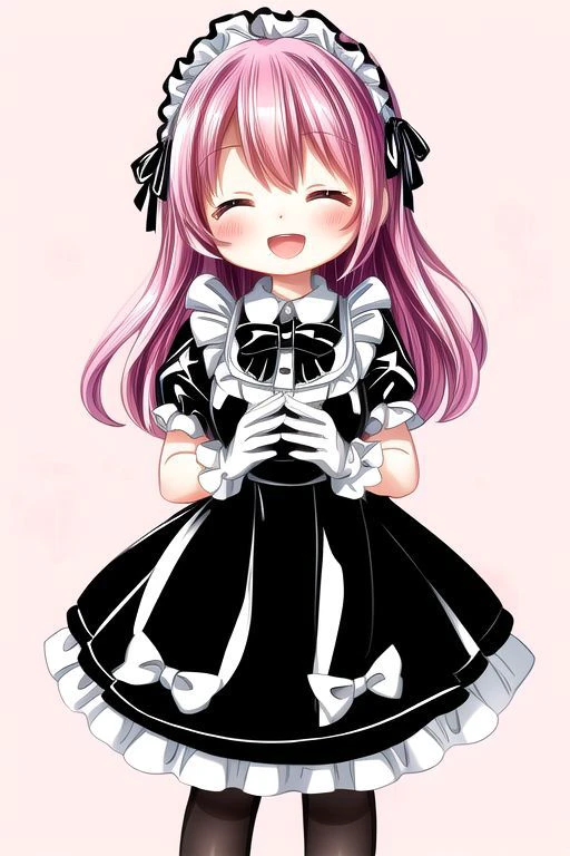 standing, french maid wearing dark pastel (ruffled:1) (gleaming latex:1) dress with latex maid gloves, soft lighting, (Mary Janes shoes:1), ruffles, (short ruffled socks:1), (happy smile with closed eyes, :D), (curtsy)
