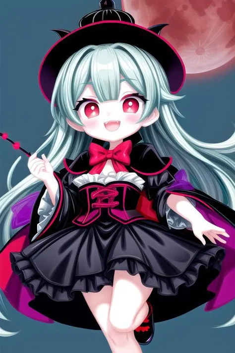 adult, evil corrupted princess wearing dark pastel (ruffled:1) (gleaming oily latex:1) gown with (full body latex vampire cape:1) and (transparent kimono sleeves:1), soft lighting, (lots of frills and bows:1), (cute vampire fangs:1),
(vmpr:1),
(red eyes, glowing eyes, pale blue skin, jiangshi, evil smile:1.2),
(red moon background),
<lora:more_details:1>,