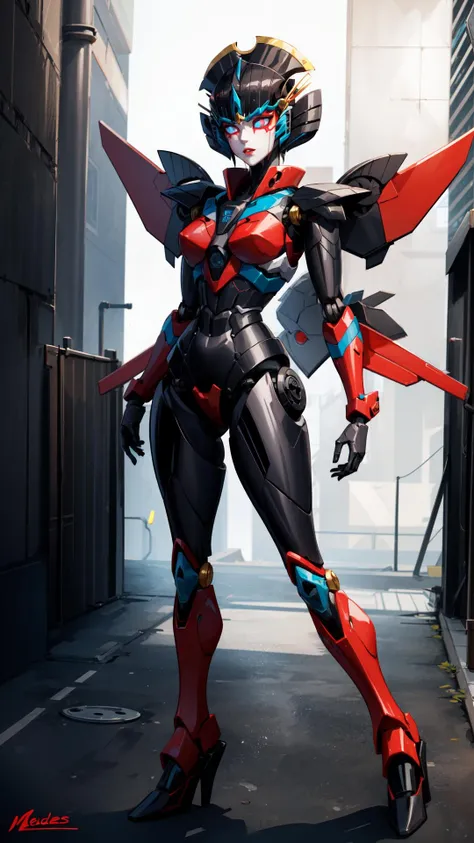 <lora:windblade:0.7> 1girl, solo, windblade, robot, mecha, glowing eyes, no_humans, autobot, wings,  <lora:add_detail:1>