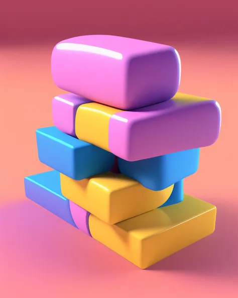 two pink and blue candy bars on a yellow background , c4d, blender, unreal engine 5, render 3d