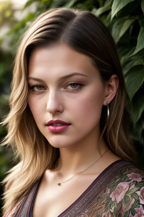 beautiful woman (c3lralph-130:.99), beautiful hair, ((portrait)), (closeup:1.1), ((from the waist up)), (( fantastic scenery, garden:1.2)) , natural skin texture, (( Palazzo jumpsuit :1.2)), 24mm, 4k textures, soft cinematic light, adobe lightroom, photolab, hdr, intricate, elegant, highly detailed, sharp focus, ((((cinematic look)))), soothing tones, insane details, intricate details, hyperdetailed, low contrast, soft cinematic light, exposure blend, hdr, faded, now, ("I've got a bad feeling about this.":1.1), (painted lips:1.2)