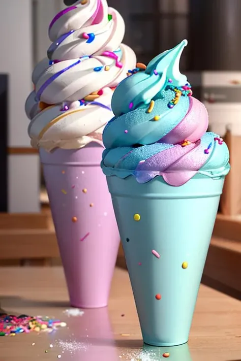 ((masterpiece,best quality)), absurdres, <lora:Ice_Cream_Soft_Serve:0.6>, Ice_Cream_Soft_Serve, rainbow ice cream, (sprinkles:1.5),