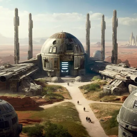 <lora:Kodak Motion Picture Film Style v4:1.2>
25th century An award winning wide angle full shot landscape sci fi movie for Best Cinematography a star wars land with a lot of buildings Kodak Motion Picture Film Style