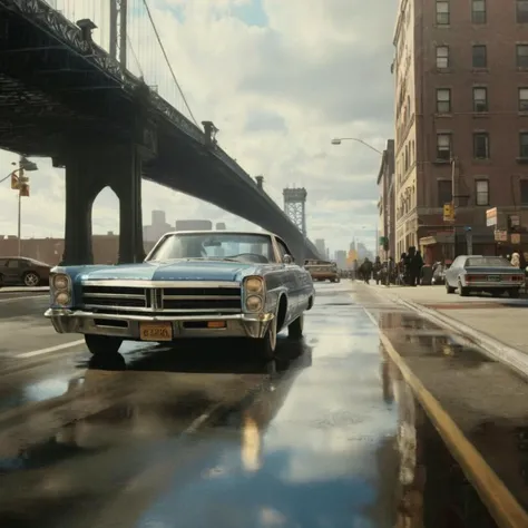 Hyperrealistic art of <lora:Kodak Motion Picture Film Style:1.2> "Detailed"
An Oscar winning movie for Best Cinematography a city street with a bridge and cars Kodak Motion Picture Film Style, Extremely high-resolution details, photographic, realism pushed to extreme, fine texture, incredibly lifelike