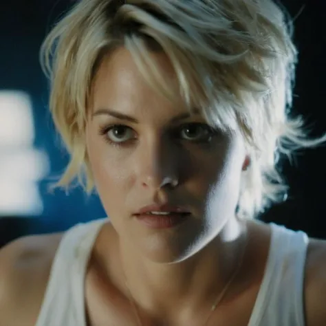 cinematic film still of <lora:Kodak Motion Picture Film Style3:1.2> Cinematic, Grainy:1, Detailed, Sharp Image, of
Krissy Lynn:1.5 short messy hair blonde woman posing in a dark room while looking at camera Kodak Motion Picture Film Style, shallow depth of field, vignette, highly detailed, high budget, bokeh, cinemascope, moody, epic, gorgeous, film grain, grainy
