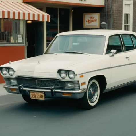 <lora:Kodak Motion Picture Film:1.2> (Sharp Detailed Image)
1970's An Oscar winning movie for Best Cinematography a white car parked in front of a diner in city street Kodak Motion Picture Film Style