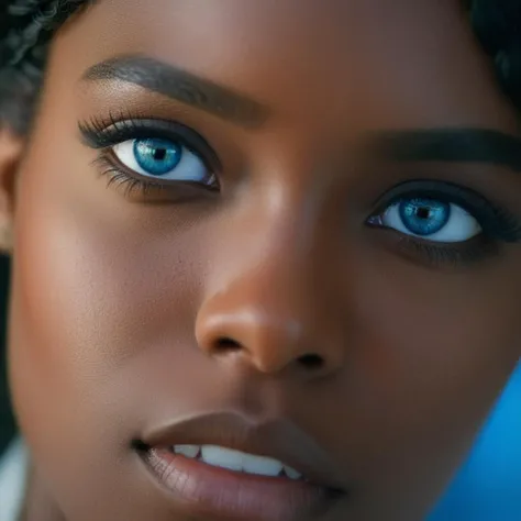 cinematic film still of <lora:Kodak Motion Picture Film:1.2> (Sharp Detailed Image)
An Oscar winning movie for Best Cinematography a closeup of a very beautiful black woman with blue eyes and black hair Kodak Motion Picture Film Style, shallow depth of field, vignette, highly detailed, high budget, bokeh, cinemascope, moody, epic, gorgeous, film grain, grainy