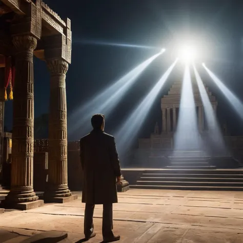 breathtaking,  <lora:Kodak Motion Picture Film Style3:1> sharp detailed image hdr
Best Cinematic wide shot Picture of a profile view of a man standing in a dark temple with a moonlight beam shaft light shinning from above Kodak Motion Picture Film Style, award-winning, professional, highly detailed