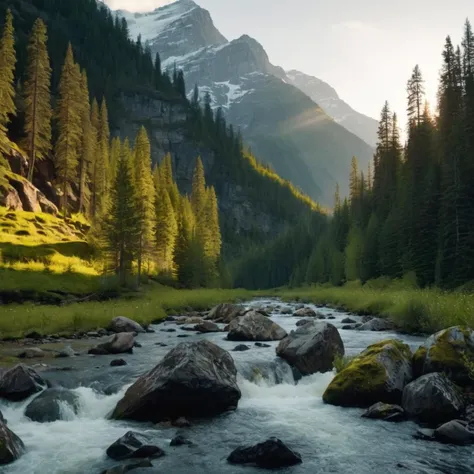 UHD, 4k, ultra detailed, cinematic, a photograph of  <lora:Kodak Motion Picture Film Style:1>
An Oscar winning movie for Best Cinematography a mountain stream running through a forest filled with rocks and river Kodak Motion Picture Film Style, epic, beautiful lighting, inpsiring