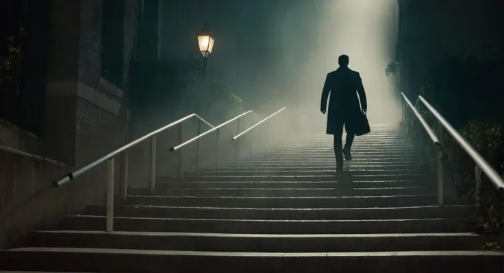 Dark Fantasy Art of a person walking up a flight of stairs at night from the exorcist movie
<lora:Kodak Motion Picture Film Style:1.2> Kodak Motion Picture Film Style (KODAK VISION 250D) sharp image portrait, 50mm lens, Arri Alexa Raw, HDR, Hollywood Cinematography, high contrast, (diffused light), hyperreal, symmetrical balanced, smooth light, fujifilm superia, shot by Hasselblad X1D,, dark, moody, dark fantasy style