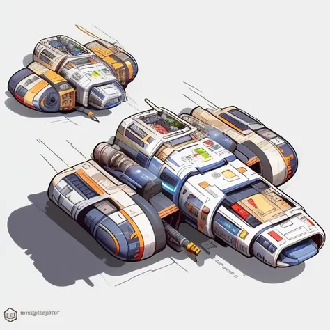 a cute free trader beowulf spaceship, simple background <lora:travellerships2:2.0> <lora:CuteSpaceship:1.5>