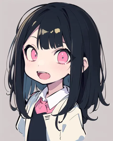 masterpiece, best quality,simple background, chibi, watercolor,
1girl, black hair,pink style,