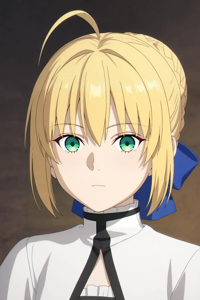 score_9, score_8_up, score_7_up, source_anime, rating_safe, , (3d:0.4), , , depth of field, 1girl, saber \(fate\), blonde hair, green eyes, ahoge, hair between eyes, hair bun, hair bow, solo, Prismatic Illumination, <lora:sousou_no_frieren_style_pony:0.9>, sousou_no_frieren_style, <lora:sdxl_lightning_8step_lora:1>