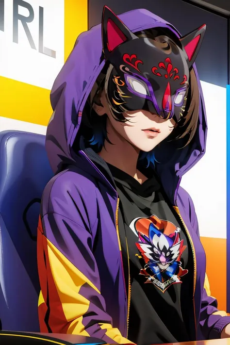 (masterpiece, best quality), 1girl, <lora:SaegusaYuu:1> saegusayuu, hoodie, mask, hooded jacket,